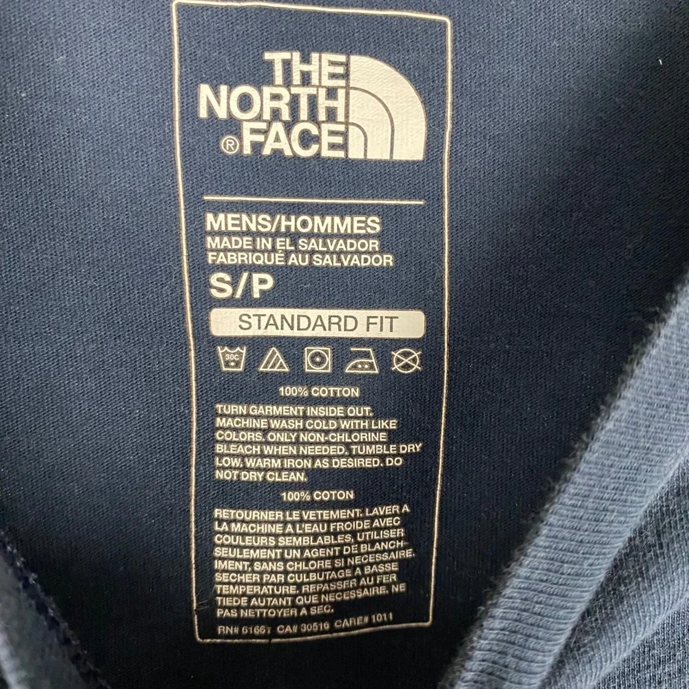 The North Face Mens S Navy Blue Long Sleeve Graphic T-Shirt Never Stop Exploring
